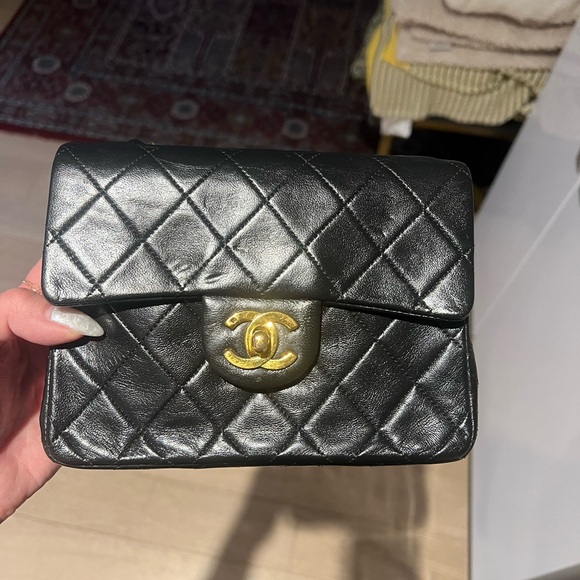 Vintage Classic Chanel Mini Square Flap Black with Gold Hardware - Picture 13 of 17